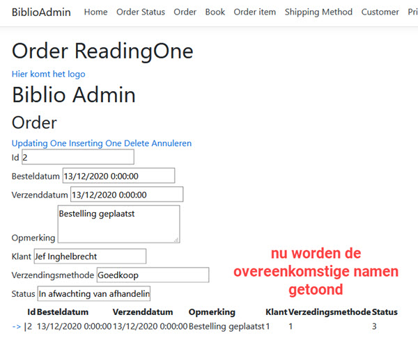 order fk namen getoond
